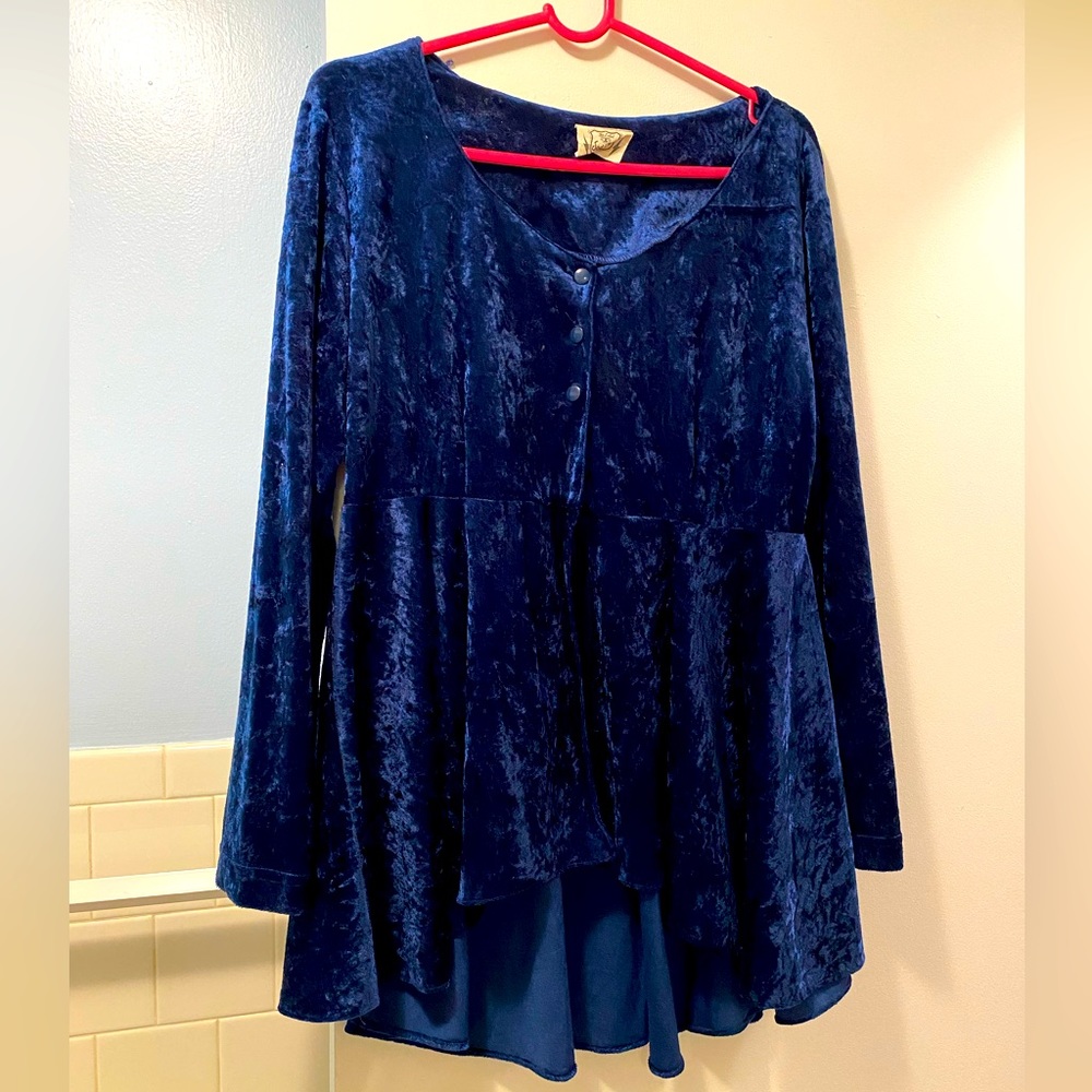 Blue velvet blouse